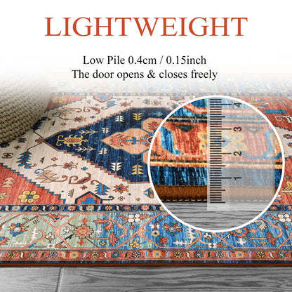 Lahome Boho Machine Washable Rugs - 5x7 Area Rugs for Living Room Non-Slip Oriental Throw Bedroom Rug Ultra-Thin Large Office Dining Room Rug Accent Floor Carpet for Kitchen Laundry Room Adelyn