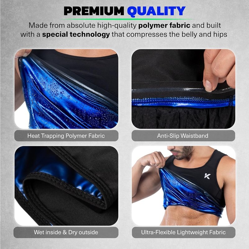 Kewlioo Men's Sauna Suit Pullover - Heat Trapping Compression Vest for Gym Workouts | Shapewear Top