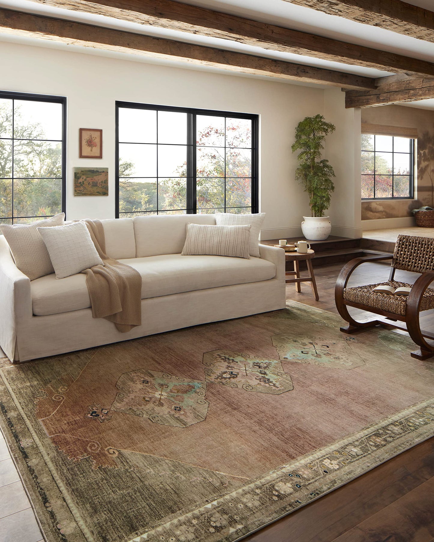 Loloi Magnolia Home by Joanna Gaines Sinclair Collection SIN-06 Clay/Tobacco 5'-0" x 7'-0", .25" Pile Height, Machine Washable, Area Rug