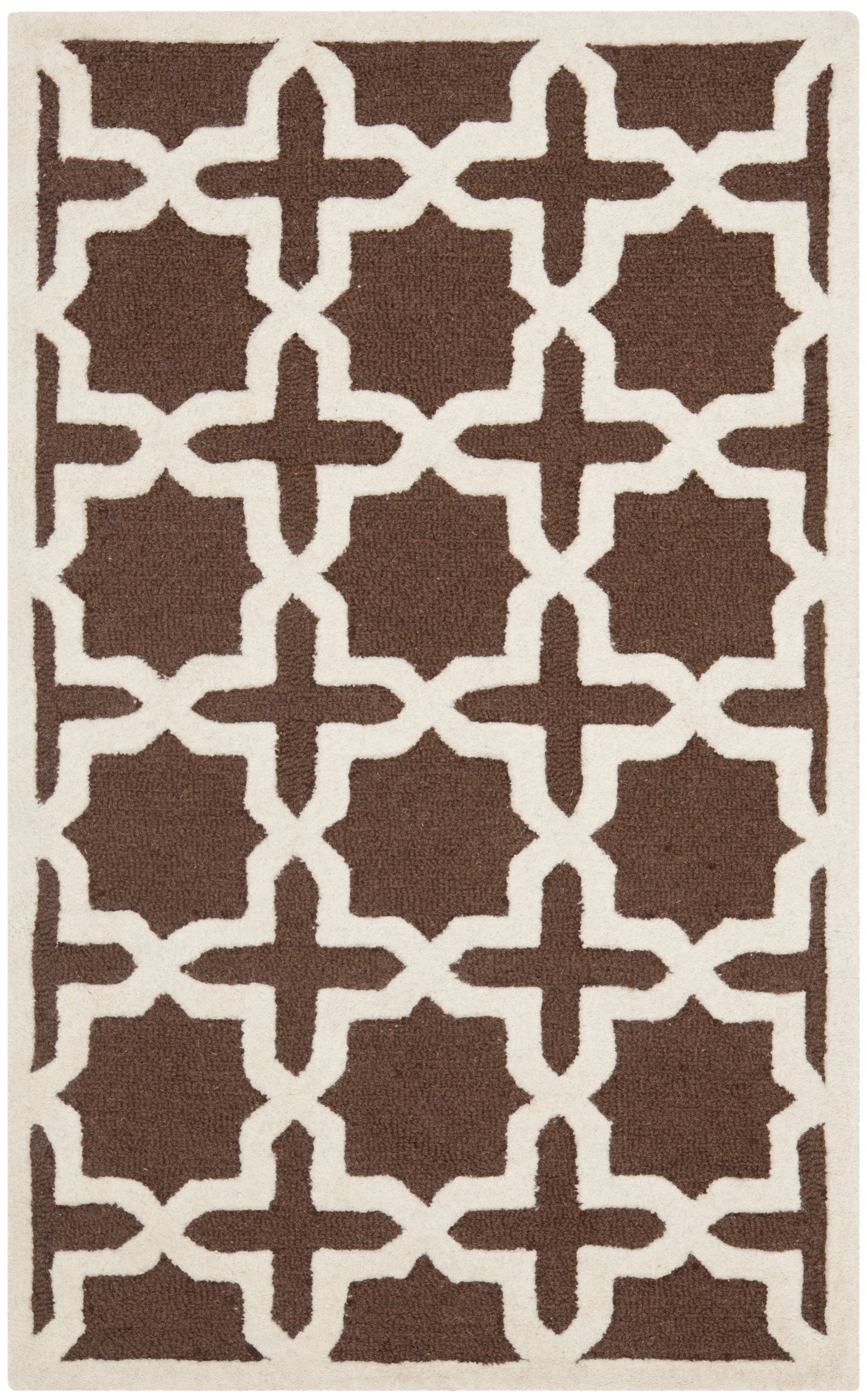 SAFAVIEH Cambridge Collection 3' x 5' Dark Brown / Ivory CAM125H Handmade Moroccan Premium Wool Area Rug