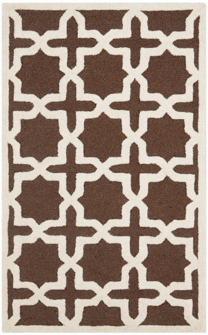 SAFAVIEH Cambridge Collection 3' x 5' Dark Brown / Ivory CAM125H Handmade Moroccan Premium Wool Area Rug