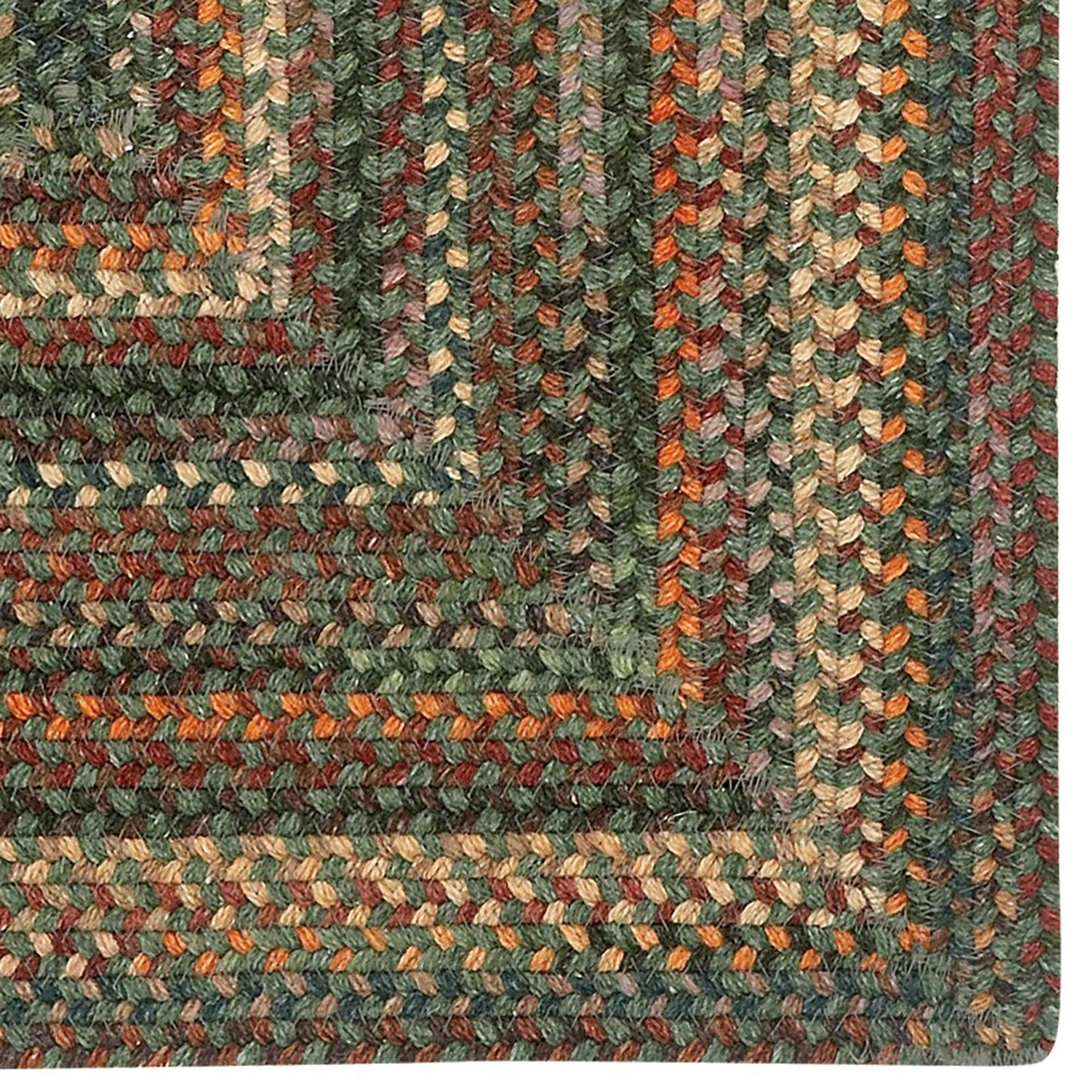 Capel American Heritage Green Multi 0' 24" X 0' 36" Concentric Rectangle Braided Rug