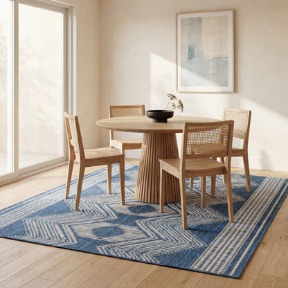 Nuloom Ranya Blue/Ivory, 4' x 6', Tribal Geometric, Soft and Cozy, High Traffic, Stain Resistant, Easy Clean, Durable Area Rug for Indoor/Outdoor Patio, Deck, Porch, Garden, Courtyard