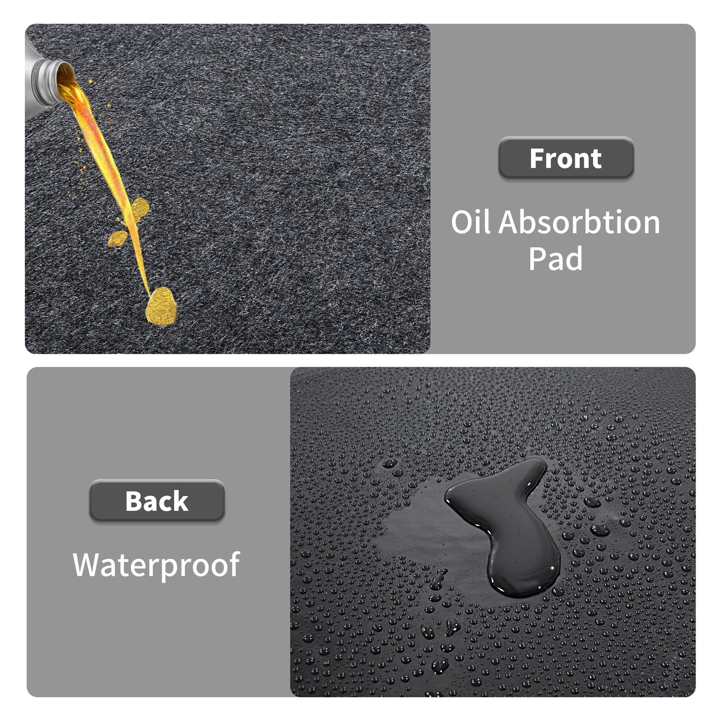 HOMBYS Extra Large Garage Floor Mats for Under Car, Dark Grey Garage Flooring Rug, Motorcycle Oil Spill Mat, Absorbent Oil Garage Parking Mat 7’4”x17', Non Slip and Waterproof Backing