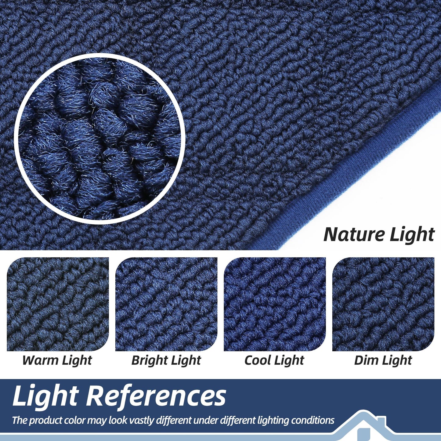 BEQHAUSE Dirt Trapper Door Mat 36" x 60", Non-Slip Washable Doormats Welcome Mat, Trap Dirt and Absorbent Entrance Mat, Low Profile Floor Mats for Front Back Door, Entryway, Blue