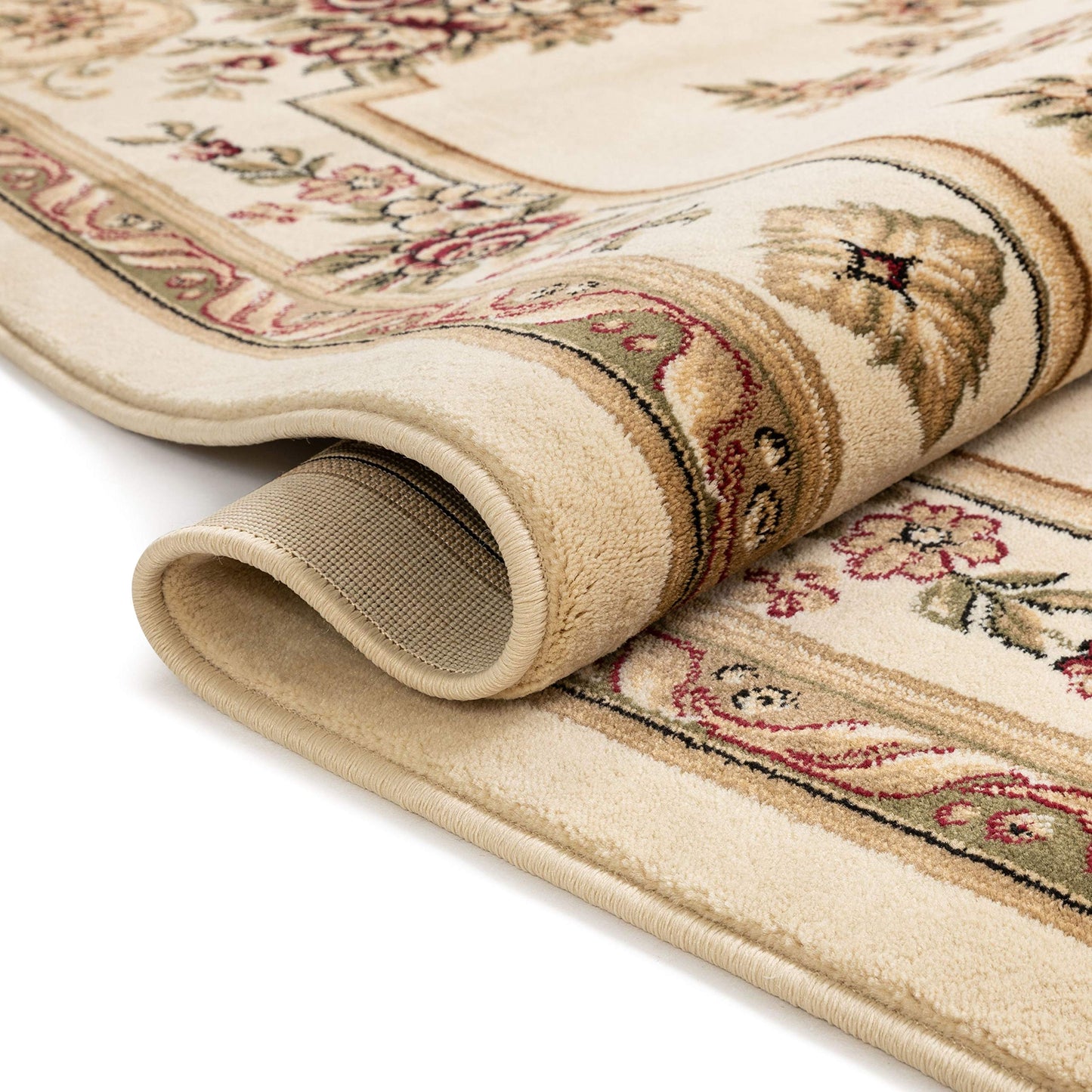 Well Woven Pastoral Medallion Ivory French European Formal Traditional (5'3" x 7'3") Area Rug Easy to Clean Stain/Fade Resistant Shed Free Contemporary Floral Thick Soft Plush Living Dining Room Rug