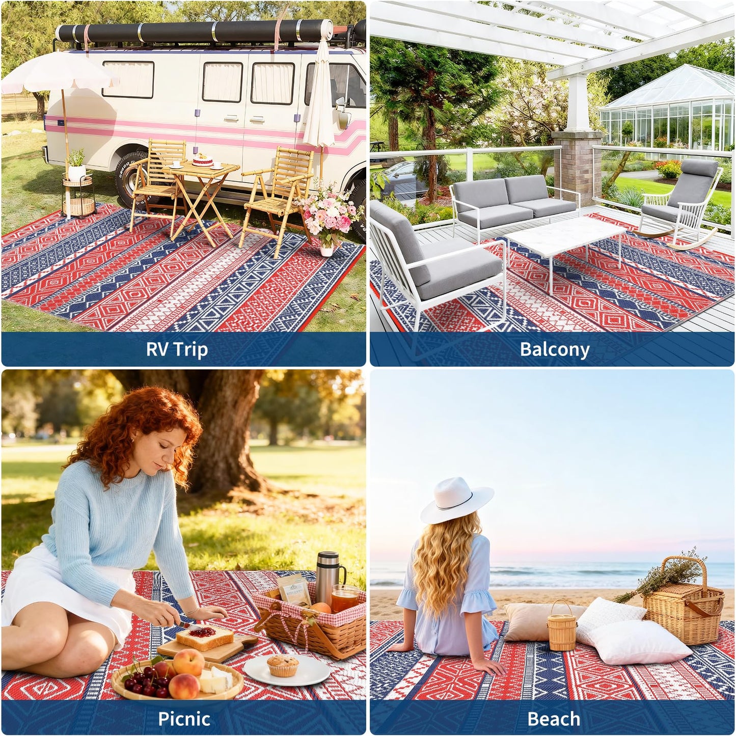 Garvee Outdoor Rug,Outdoor Plastic Straw Rug,Outdoor Rugs 8x10 for Patios Clearance Waterproof Patio Rug, Camping Rugs for Outside Rv,Grey Recyclable Woven Rugs for Yard, Deck