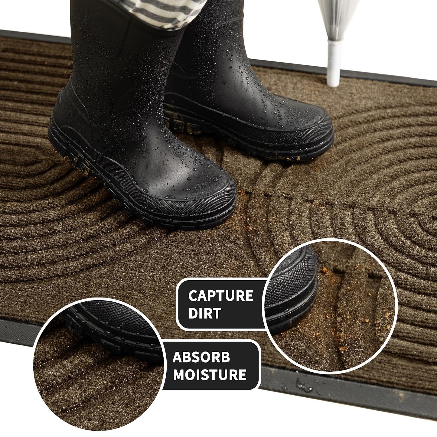 Heavy Duty Door mat Outdoor Indoor Entrance, Non Slip Welcome Mat, Natural Rubber Floor Mat for Entryway, Patio, Garage, Porch, 32"x47",Brown