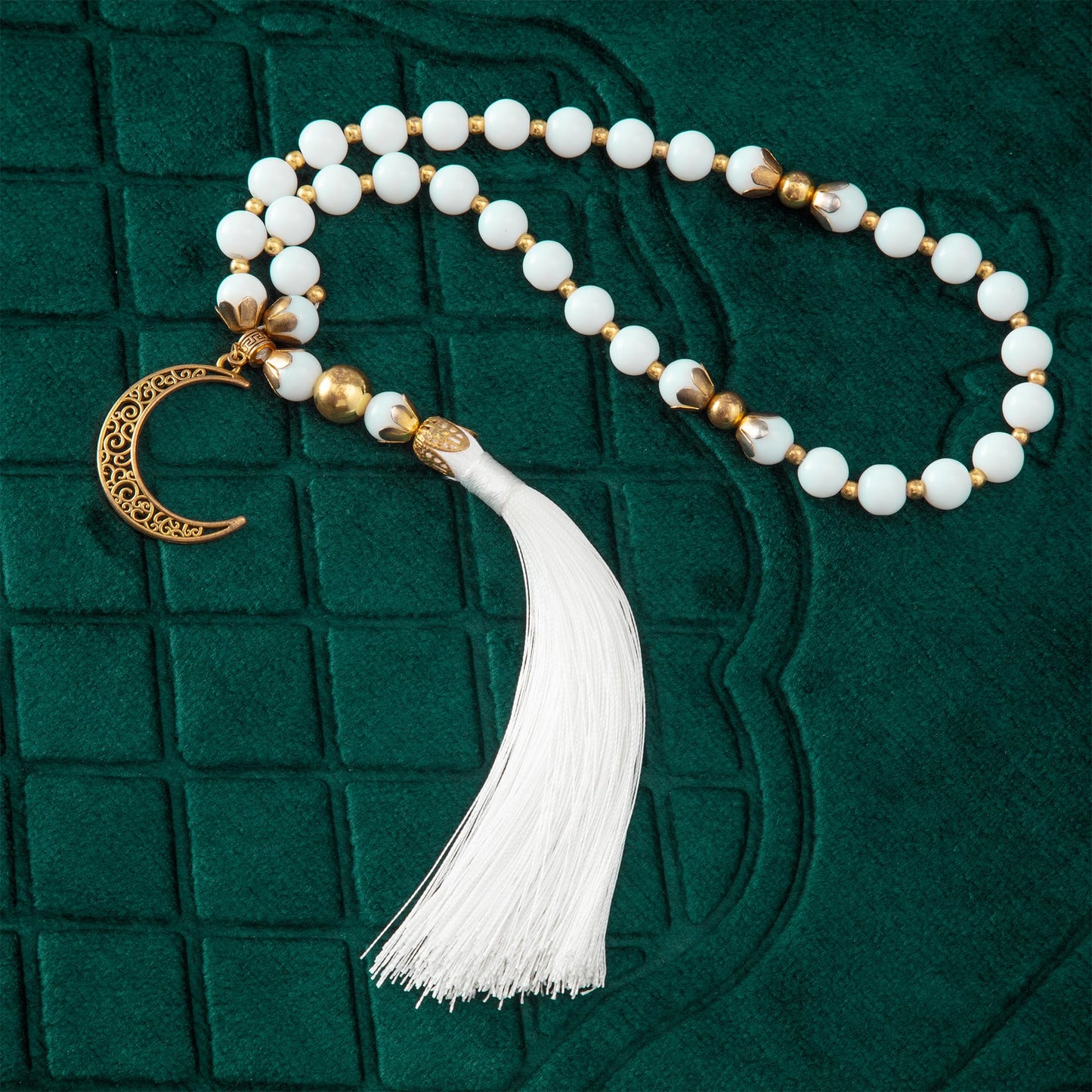 YAZEIN Muslim Prayer Rug with Tasbih Prayer Beads, Soft Large Prayer Matt Islam, Padded Islamic Prayer Mat Thick for Men and Women, Janamaz, Sajadah (Green)