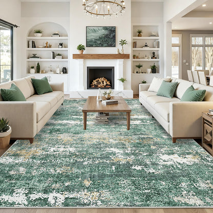 GarveeHome 5x7 Abstract Area Rugs for Living Room Machine Washable Soft Area Rugs for Bedroom Carpet Resistant Non-Slip Rug for Dining Room Farmhouse Nursery Green