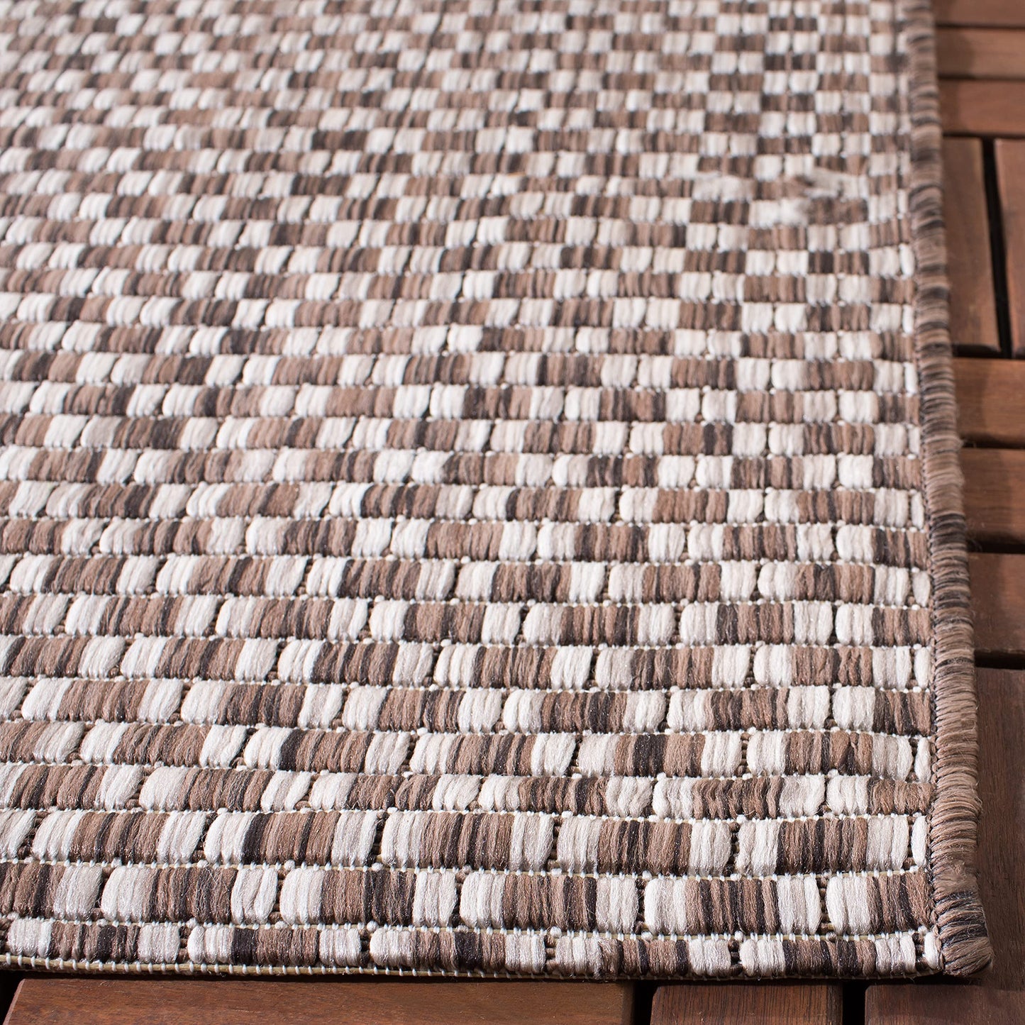 SAFAVIEH Washable Rug Outdoor Courtyard Collection - 2'7" x 5', Light Brown & Light Grey, Non-Shedding & Easy Cleaning, Ideal for Patio, Backyard, Mudroom (CY8653-36321)
