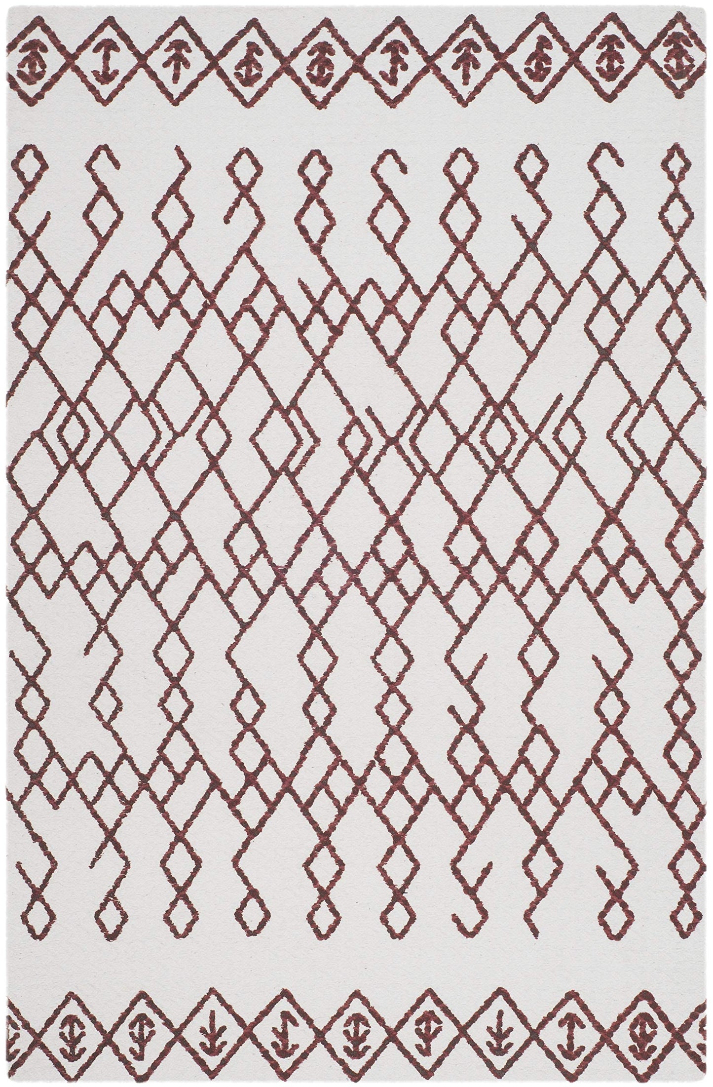 SAFAVIEH Cedar Brook Collection Accent Rug - 3' x 5', Ivory & Rust, Handmade Moroccan Boho Cotton, Ideal for High Traffic Areas in Entryway, Living Room, Bedroom (CDR501D)