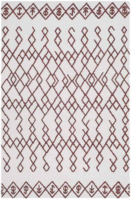 SAFAVIEH Cedar Brook Collection Accent Rug - 3' x 5', Ivory & Rust, Handmade Moroccan Boho Cotton, Ideal for High Traffic Areas in Entryway, Living Room, Bedroom (CDR501D)