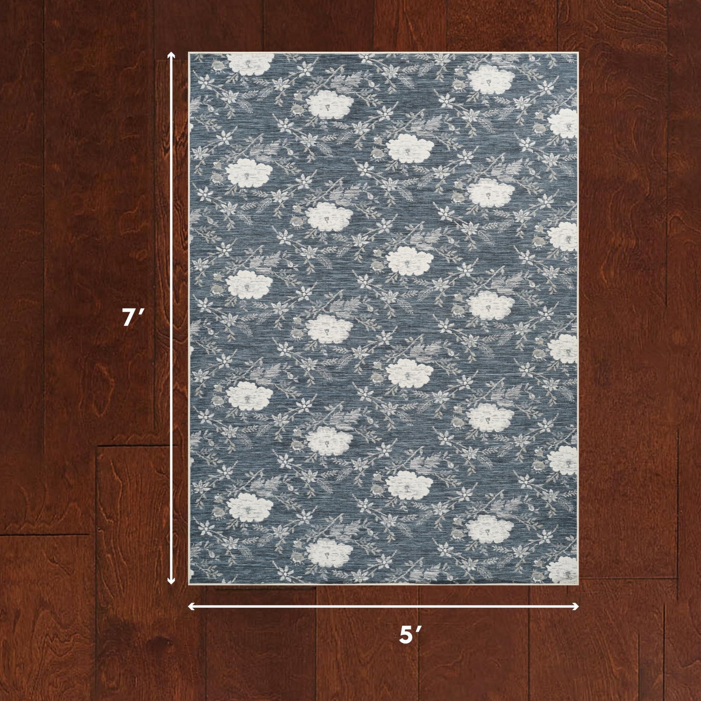 Laura Ashley Doreen Indoor Outdoor 5'x7' Area Rug Helena Floral Navy Multi