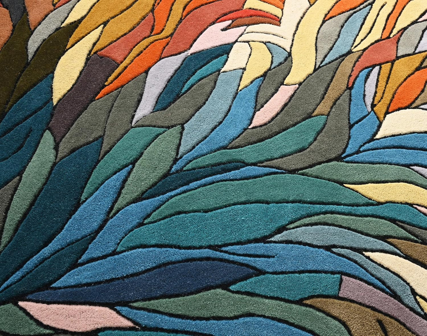 Restoration and Renovation Handmade Irregular Shape Wool Area Rug | Unique Contemporary Botanical Design, Thick & Soft Carpet | Perfect for Living Room, Bedroom Decor (Multi, 5' x 8')