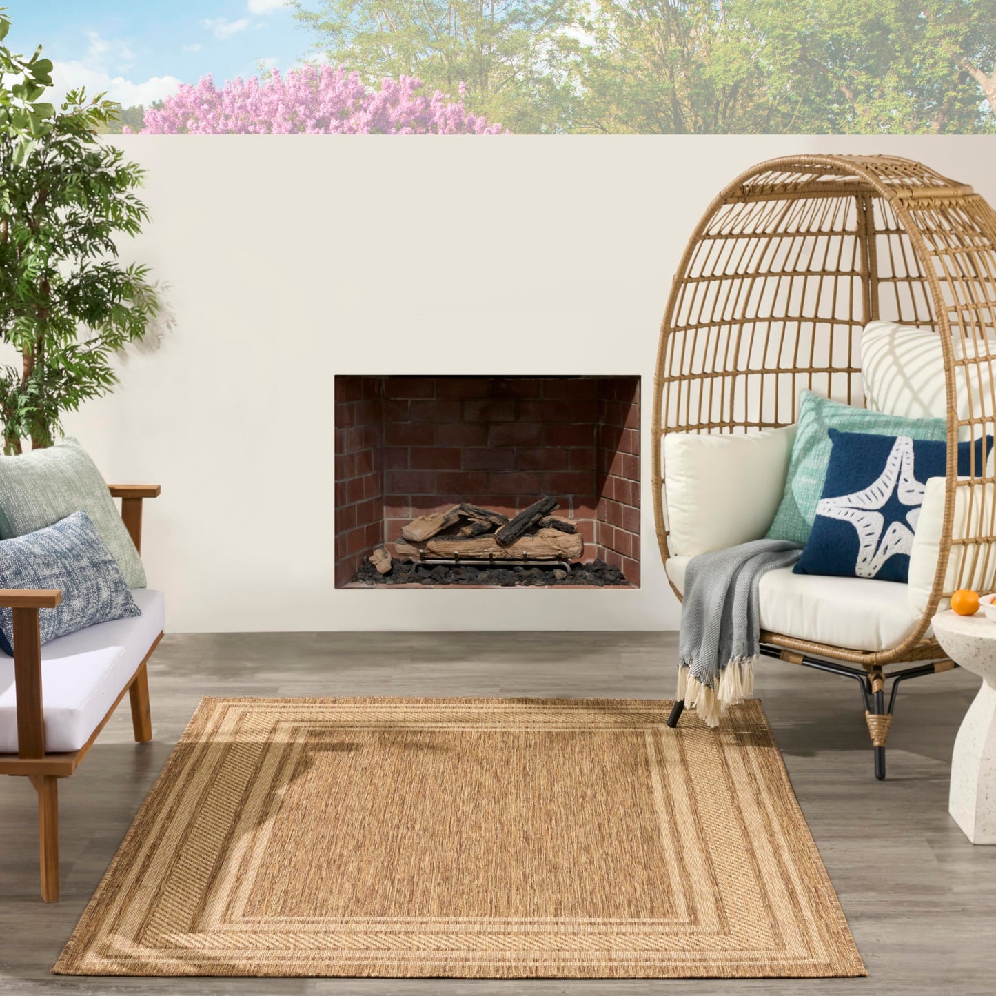 Nourison Home Horizon Indoor/Outdoor Natural 6' x 9' Area Rug - Easy Clean, Non Shedding, Bed Room, Living Room, Dining Room, Kitchen (6' x 9')
