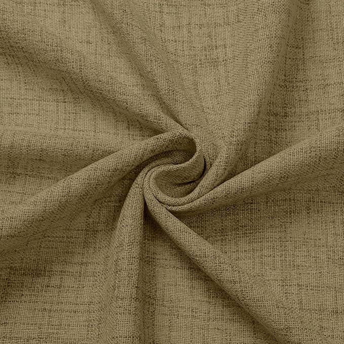 Tollpiz Linen Curtain Living Room Rod Pocket Semi Sheer Curtains Burlap Light Filtering Thick Linen Drape for Bedroom, 54 x 72 inches Long, Taupe, Set of 2 Panels