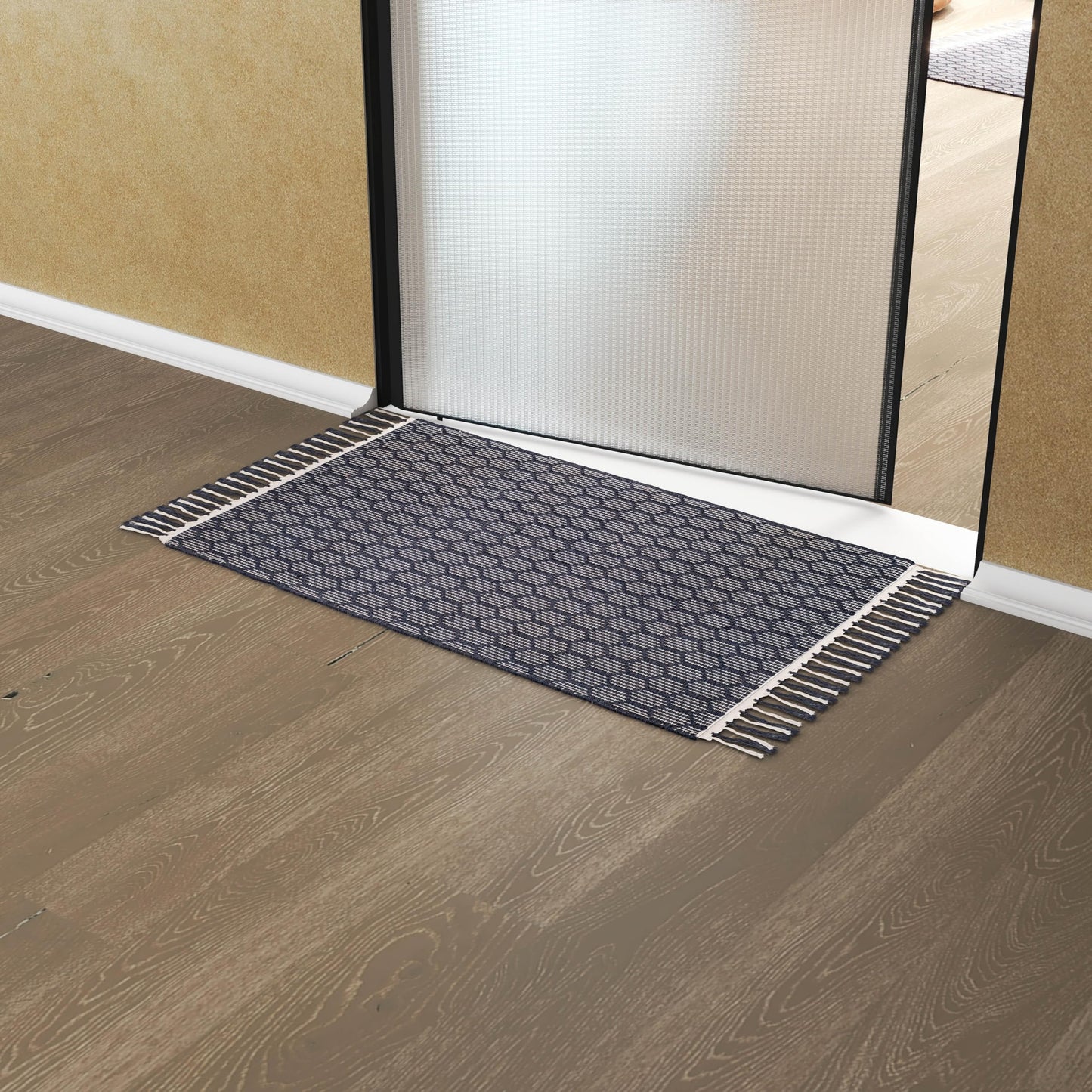 Eco Crave Handcrafted Front Door Mats 2x3 ft Natural Jute Cotton Indoor Welcome Mat, Durable Low Profile Farmhouse Entryway Rug, Perfect for Bedroom, Bathroom, Porch, Patio, Kitchen Entry, Black/White