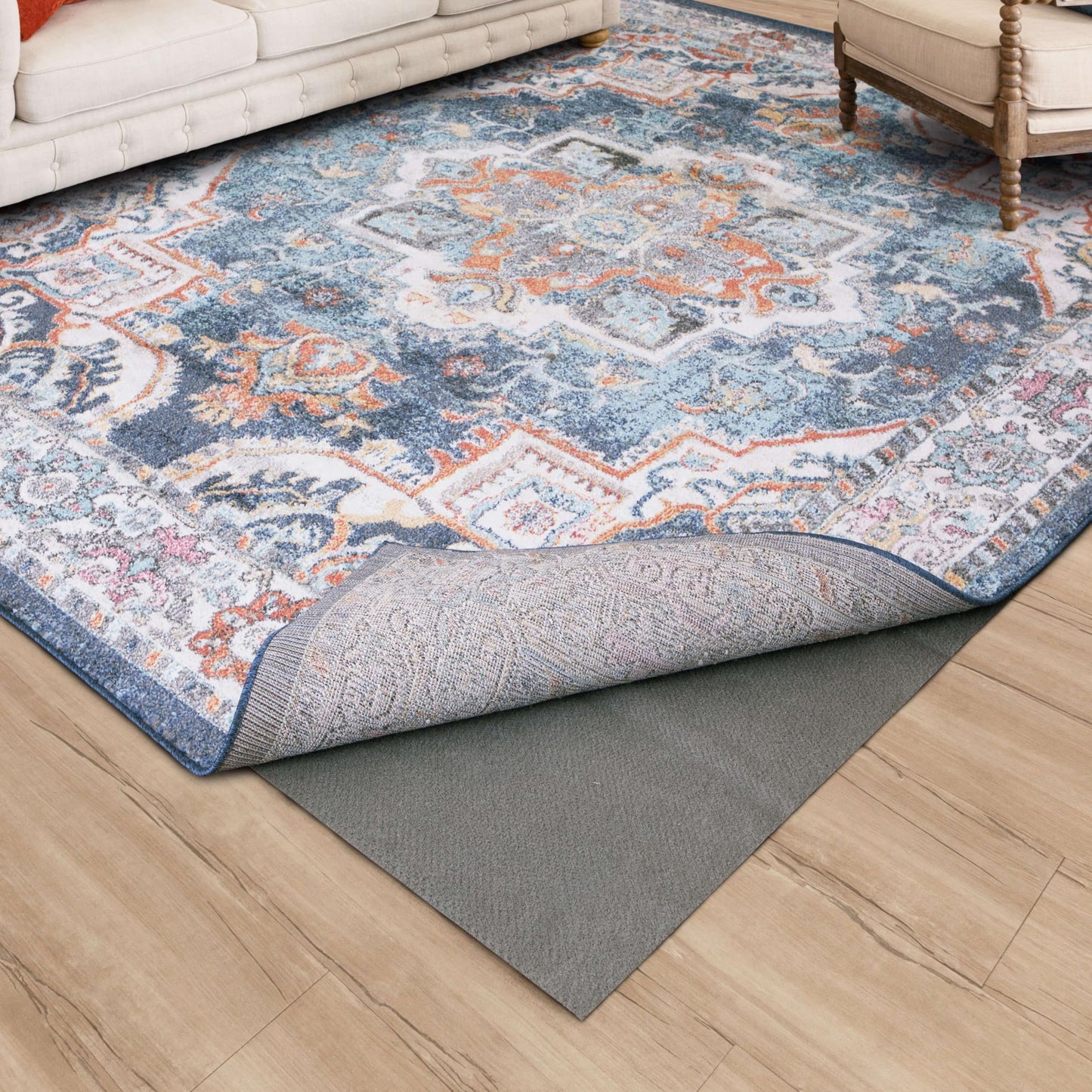 Mohawk Home Low Profile Waterproof Rug Pad Utility Solid Gray 3' X 5' Pet and Kid Proof Rug Pad Perfect for Kitchen, Living Room, Kids Room, Dining Room, Hallway
