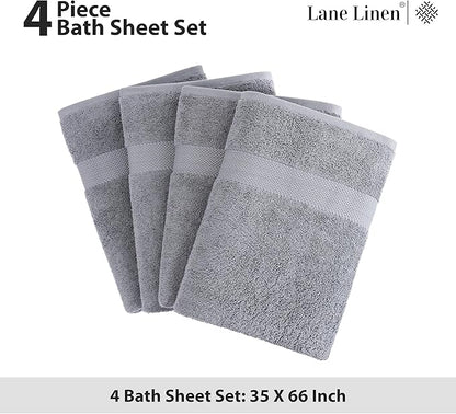 LANE LINEN 100% Pure Cotton Bath Sheets Set of 4