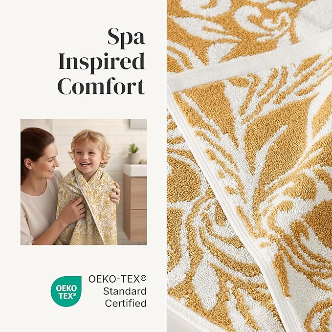 Modern Threads Trefoil Filigree 6-Piece 100% Cotton Towel Set – Reversible Yarn