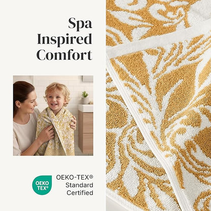 Modern Threads Trefoil Filigree 6-Piece 100% Cotton Towel Set – Reversible Yarn