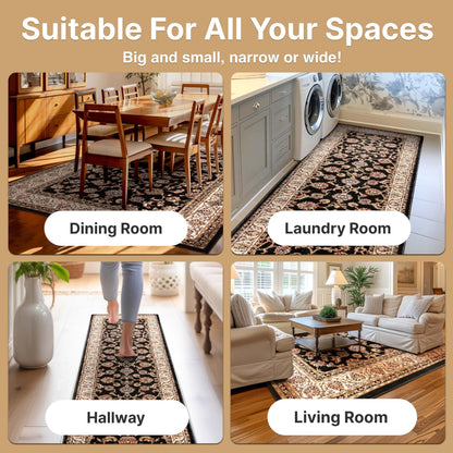 Well Woven Barclay Collection Sarouk Black 8x10 Area Rug - for Living Room, Bedroom, and Dining Room