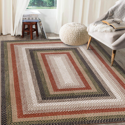 RUGSREAL 5x7 Bedroom Rug Machine Washable Living Room Area Rug Modern Braid Printed Throw Carpet for Dining Room Non Slip Large Entryway Rug Farmhouse Carpet for Home Decor, Crimson/Earthy