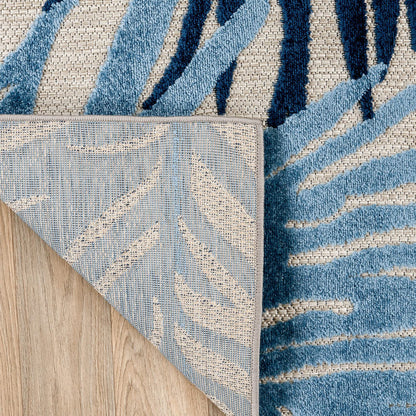 Rugshop Navy Lucca Contemporary Floral Indoor/Outdoor Area Rug Durable Polypropylene, Weather Resistant, Easy to Clean for Backyard, Deck and Outdoor Lounge 10' x 14'