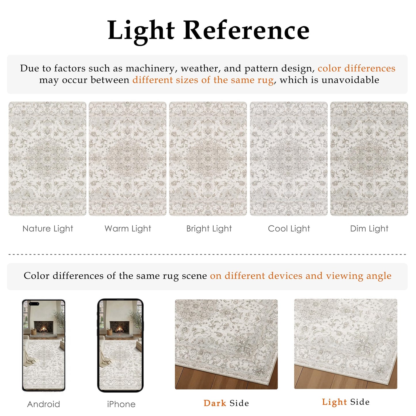 HUGEAR Area Rug 8x10 Vintage Beige Machine Washable Living Room Rugs Thin Neutral Floral Vacuumable Low Pile Carpet Bedroom Office Dining Room Laundry Room Non Slip Soft Lightweight