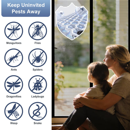 METAONLY Fiberglass Magnetic Screen Door Mesh, Works for Patio, Sliding Door, Keeps Bug Mosquito Out, Fresh Air Flow, Fits 36" x 82" Door - Curtain Size 38" x 83", Black