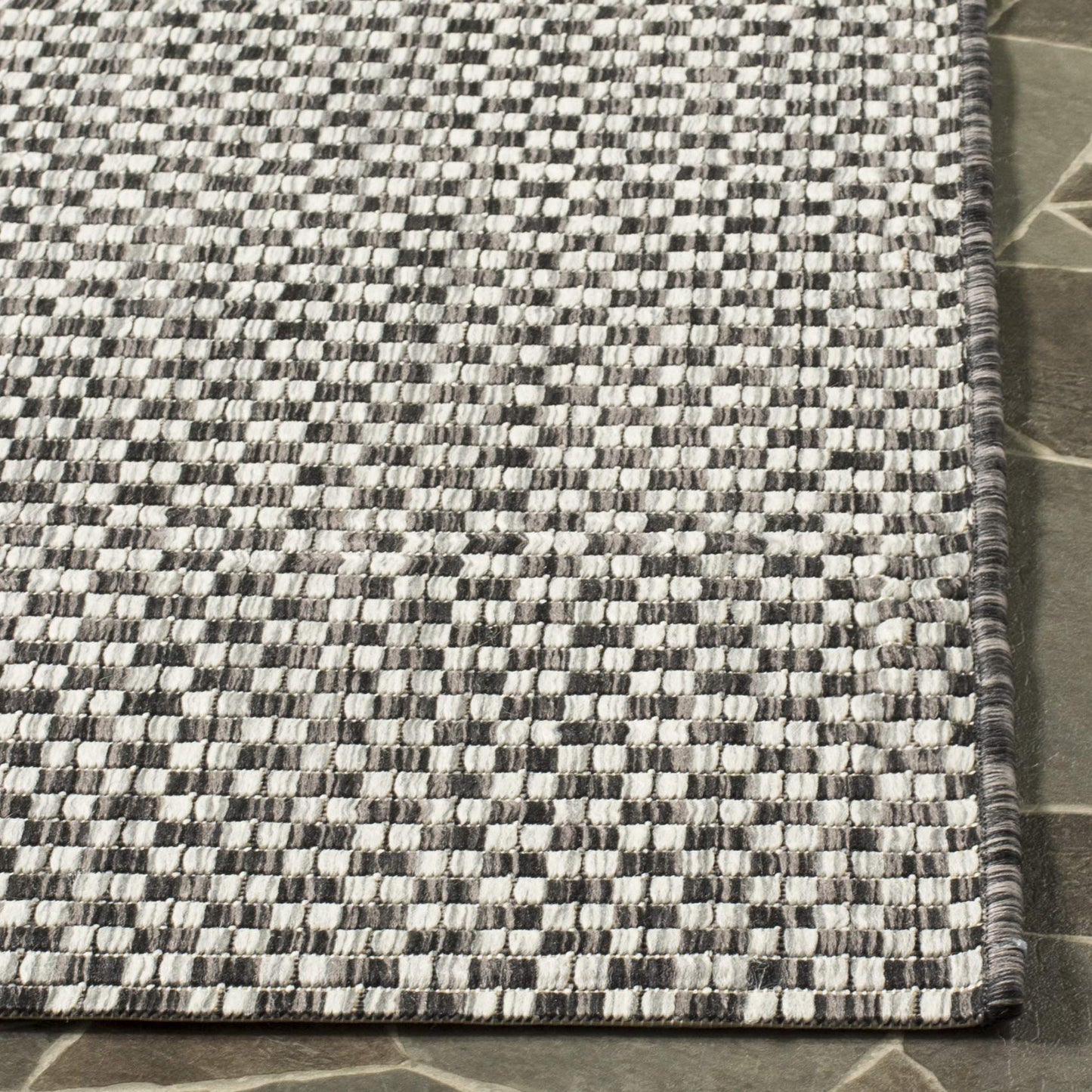 SAFAVIEH Washable Rug Outdoor Courtyard Collection - 2' x 3'7", Black & Light Grey, Non-Shedding & Easy Cleaning, Ideal for Patio, Front Door, Entryway, Doormat (CY8653-37621)