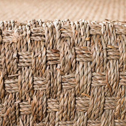SAFAVIEH Area Rug 9x12 - Natural Fiber Collection - Large - Natural & Dark Brown, Seagrass, Basketweave Pattern with Border (NF114K)