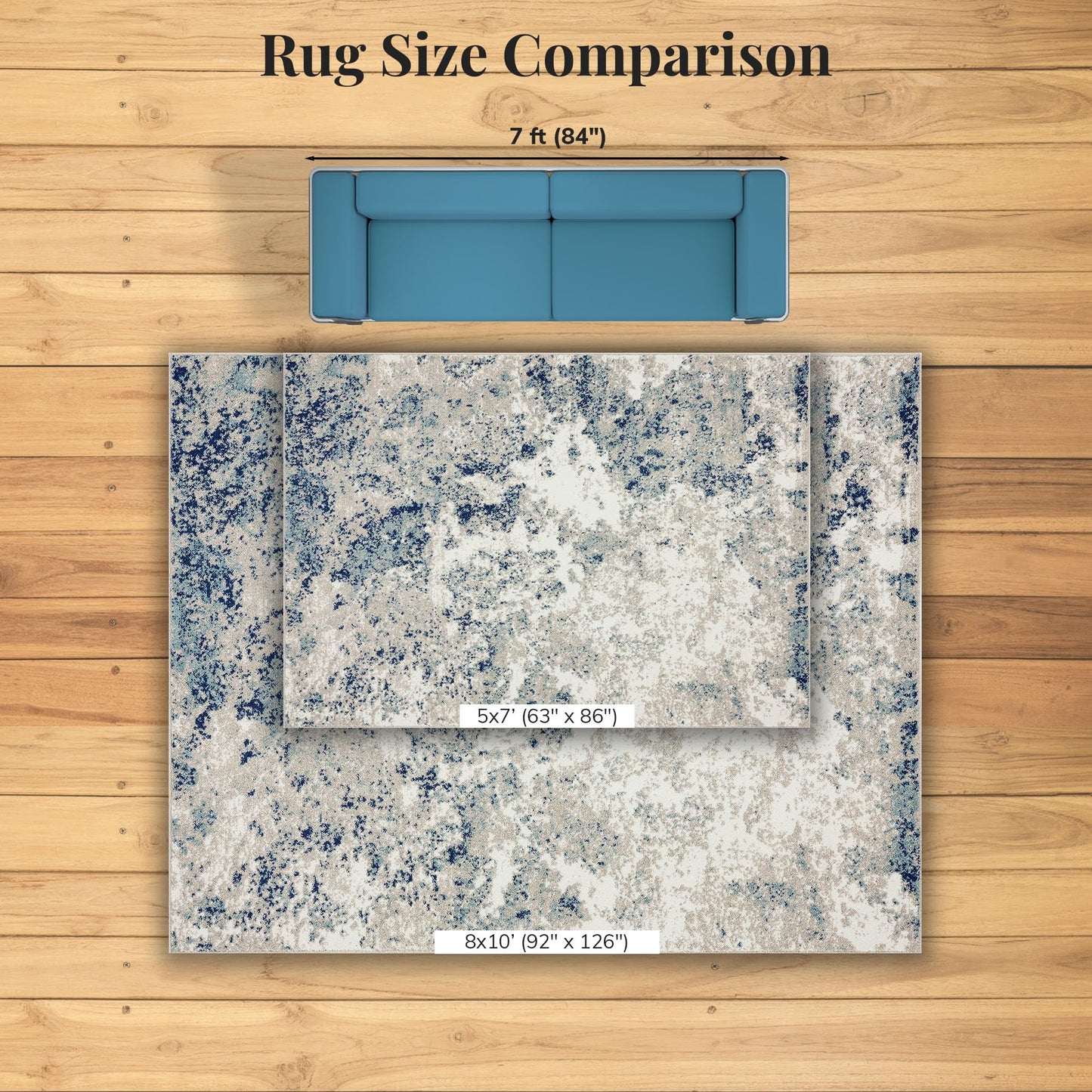 LUXE WEAVERS Rug - Persian Rugs 6097 Abstract Marble Area Rug - Modern Design, Medium Pile, Ivory / Size 5 x 7
