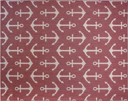 Gertmenian Indoor Outdoor Area Rug, Classic Flatweave, Washable, Stain & UV Resistant Carpet, Deck, Patio, Poolside & Mudroom, 9x13 Ft Extra Large, Anchor, Red