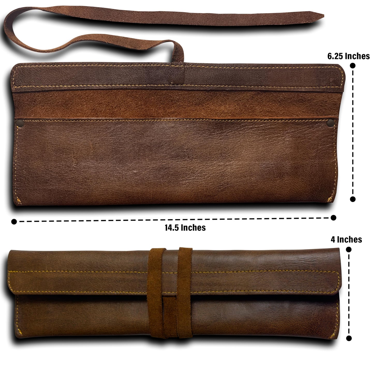 Leather Chef Knife Roll Bag – Single Slot Handmade Knife Sheath | Knife Wrap Case for Kitchen, Travel, BBQ & Camping | Cook & Butcher Knife Organizer | Chef Gift for Men & Women | Brown