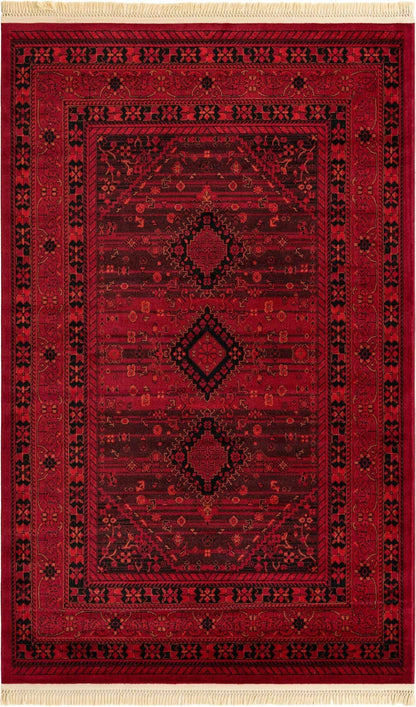 Unique Loom Tekke Collection Area Rug - Sheibani (5' 3" x 8' Rectangle, Red/ Black)
