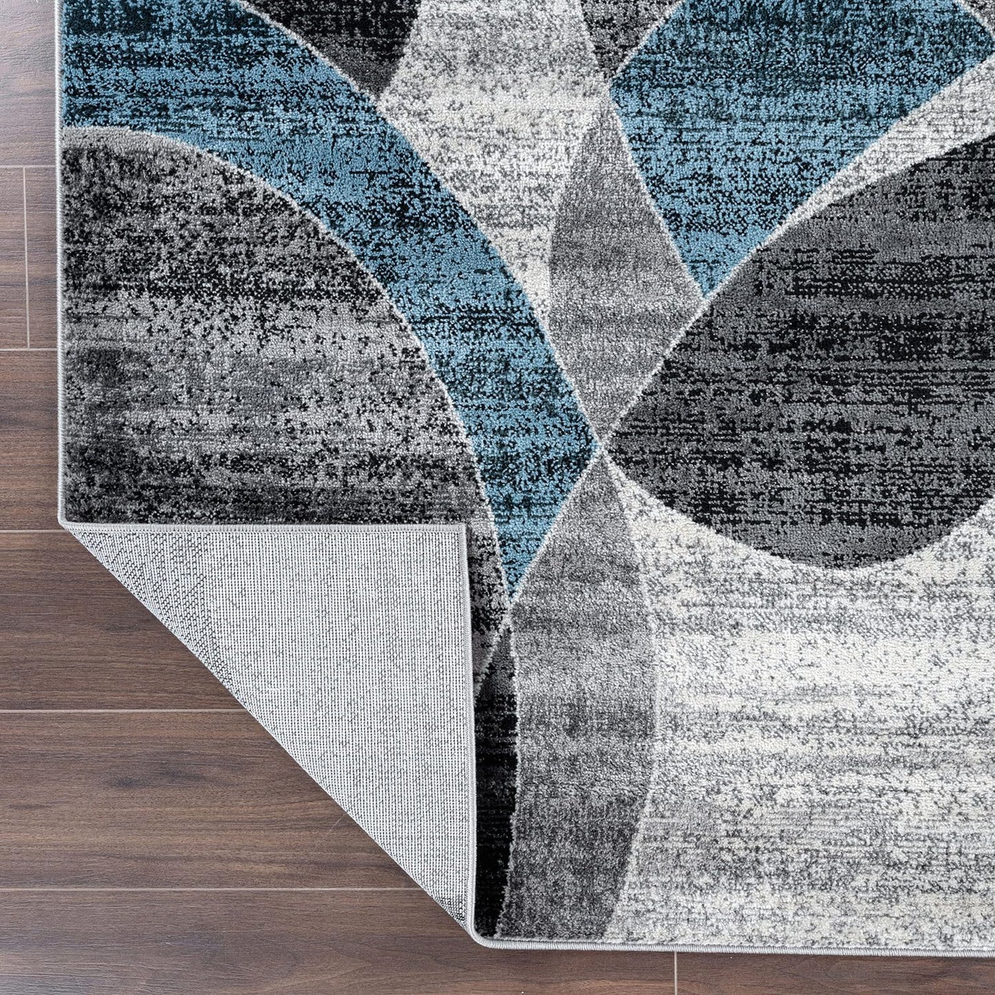 Rugshop Blue Large Abstract Circles Non-Shedding Area Rug, for Living Room, Dining Room and Open Spaces, 7'10" x 10'