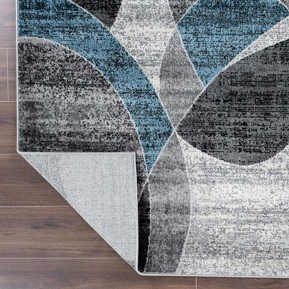 Rugshop Blue Large Abstract Circles Non-Shedding Area Rug, for Living Room, Dining Room and Open Spaces, 7'10" x 10'