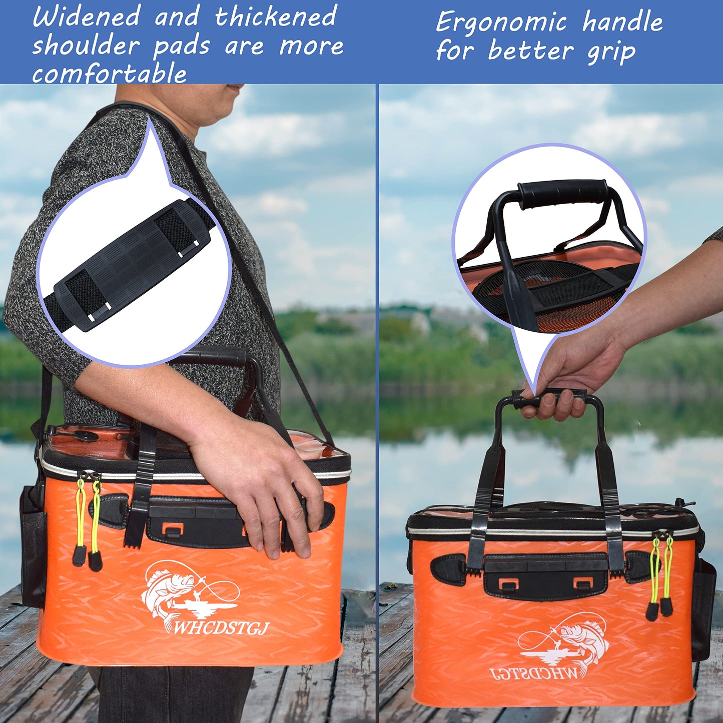 WHCDSTGJ Transparent Top Cover Fishing Bucket, Foldable Fish Bait Bucket, Multifunctional Minnow Bucket, Live Fish Container, Fish Protection Bucket, Outdoor Camping Fishing Bag.