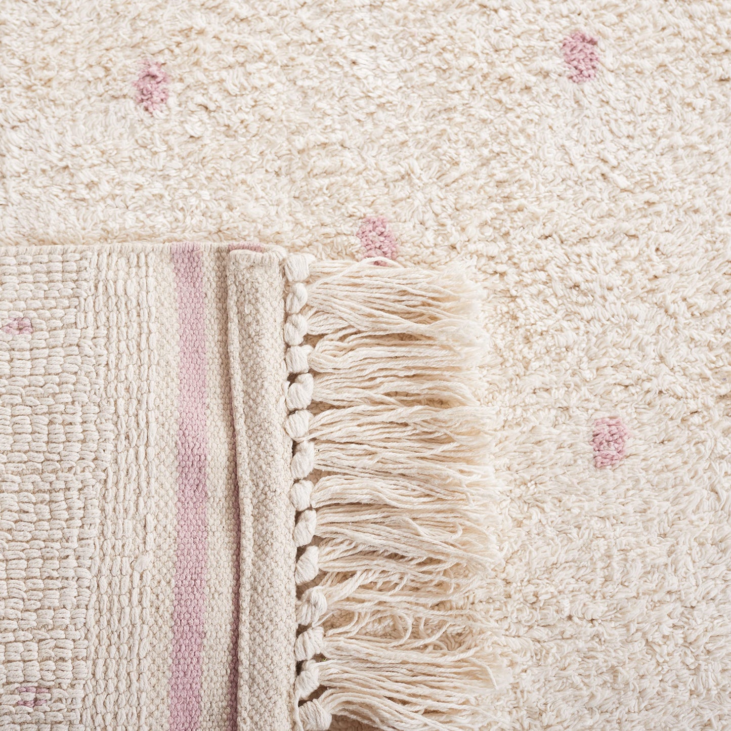 SAFAVIEH Washable Rug Easy Care Collection - 5' x 8', Ivory & Pink, Handmade Cotton, Easy to Clean, Ideal for Living Room, Bedroom, Dining Space (ECR212U)