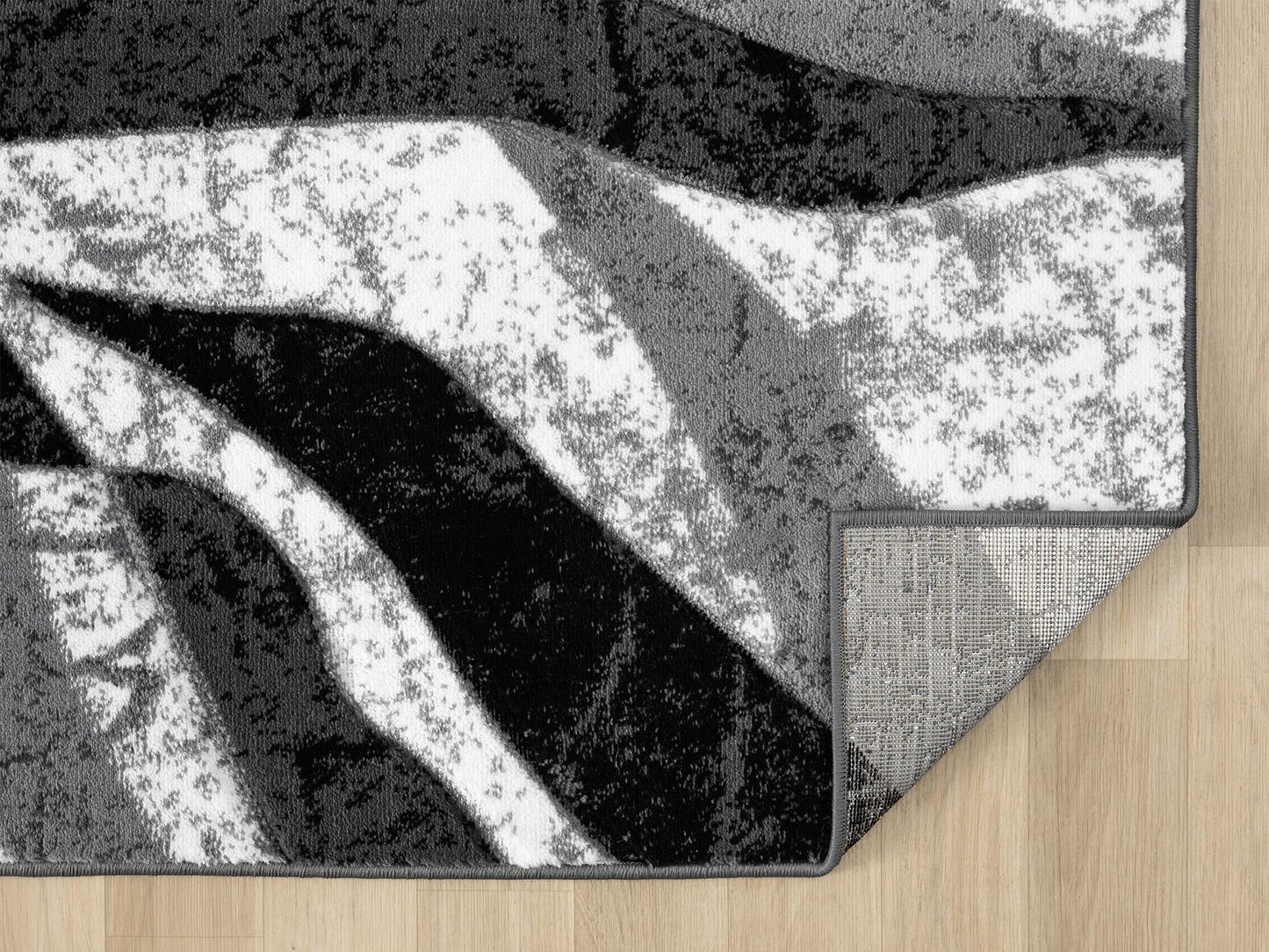 Modern Abstract Area Rug Hand Carved Contemporary Geometric Swirls Vibrant Colors Carpet for Living Room Bedroom Design PR1002 (Grey, 5' x 7')