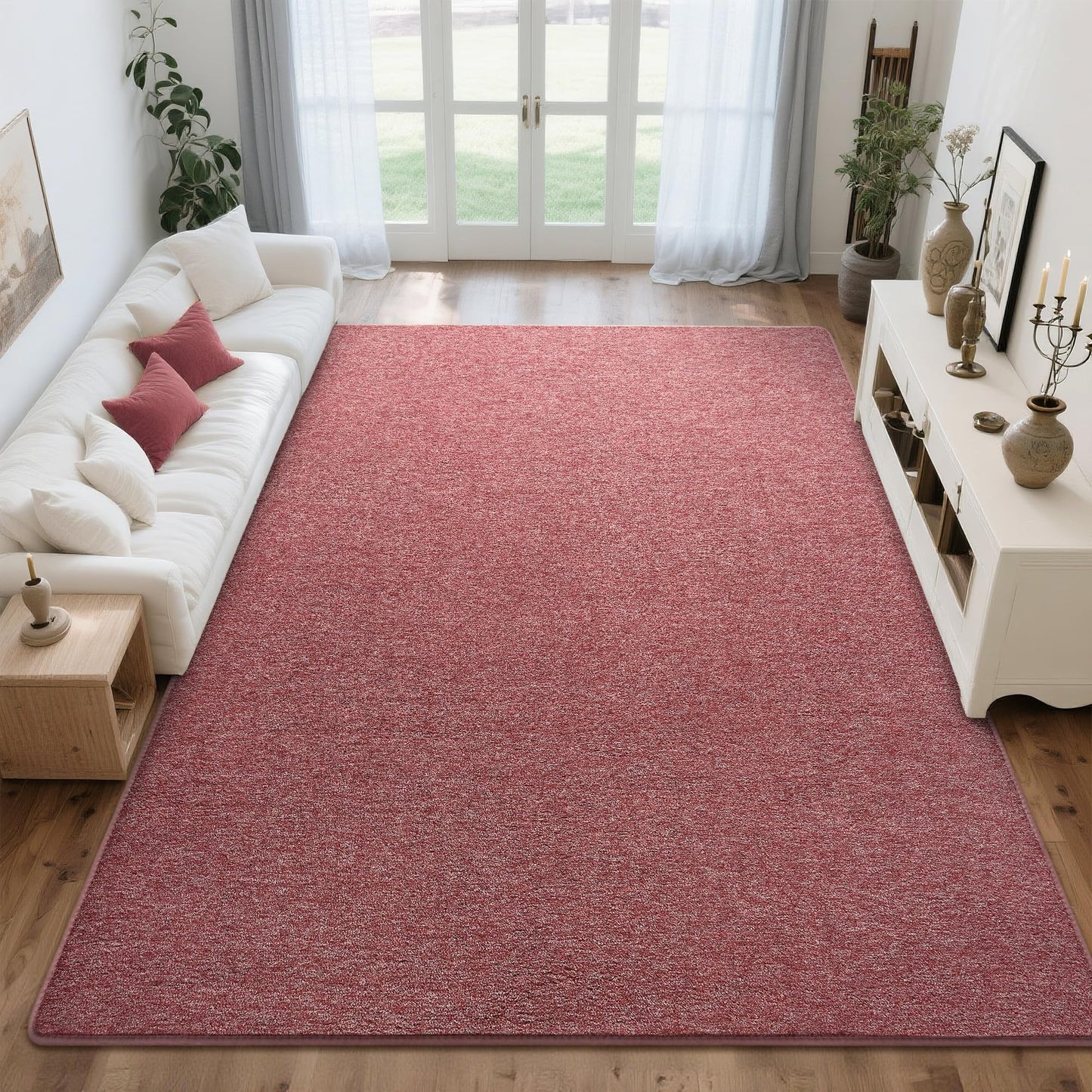 Tepook Soft Rugs for Living Room Bedroom, 6x9 Red and White Modern Washable Non-Slip Area Rug, Indoor Memory Foam Carpets for Boys Girls Room Home Decor