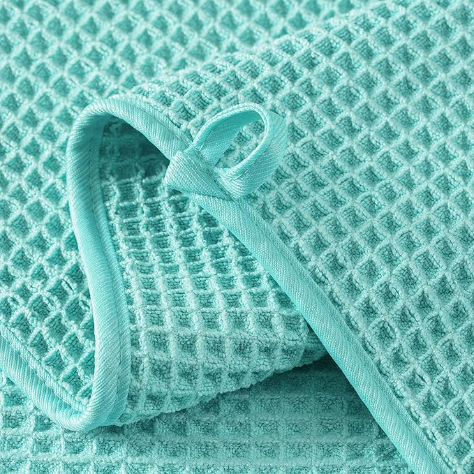 Microfiber Waffle Face Towels, 4 Pieces, Fast Drying, Lint Free 430 GSM