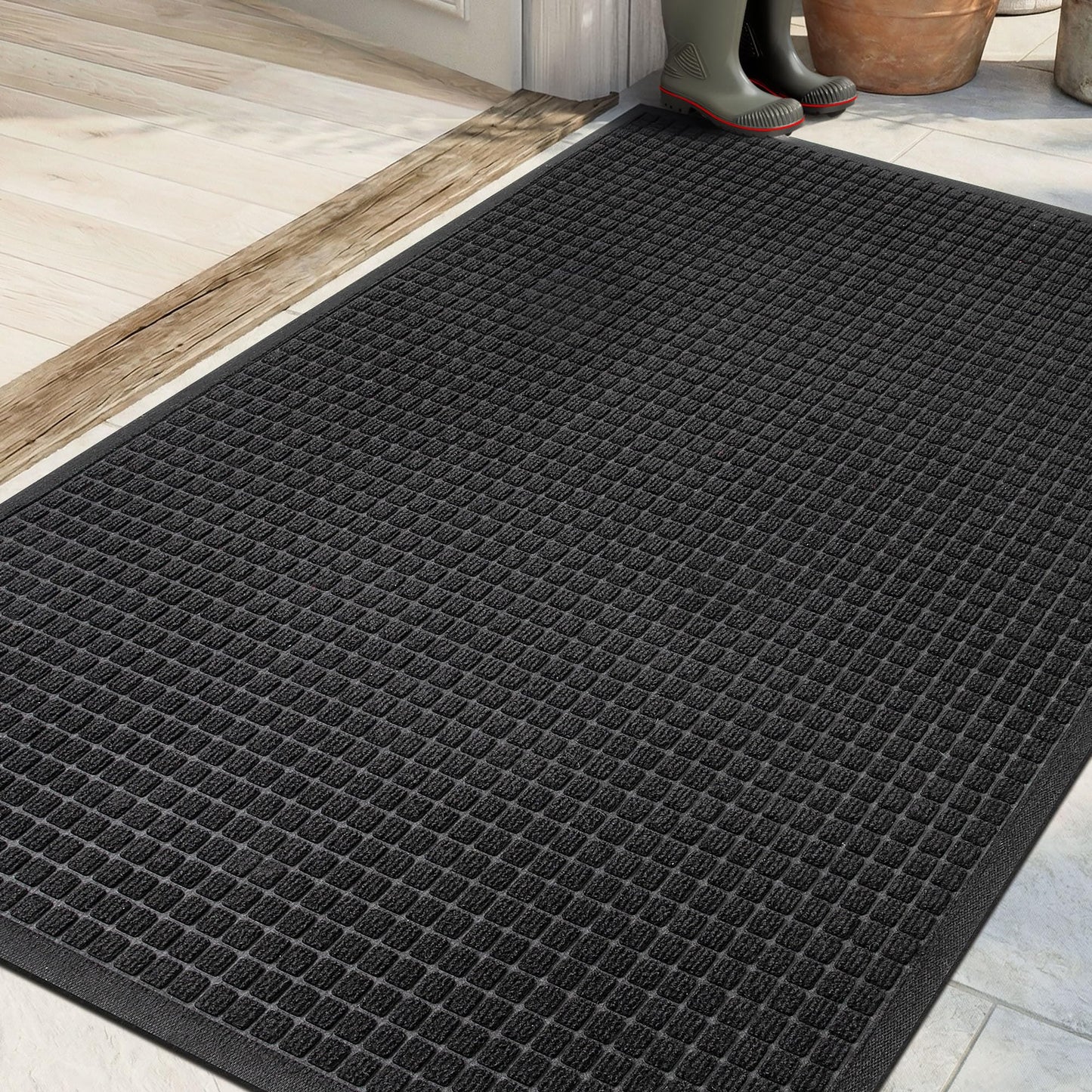 Cybstrax Front Door Mat Indoor Outdoor, 36"x48" Heavy Duty All-Weather Doormat, Non-Slip Waterproof Absorbent Commercial Floor Mat for Garage, Patio, High Traffic Areas