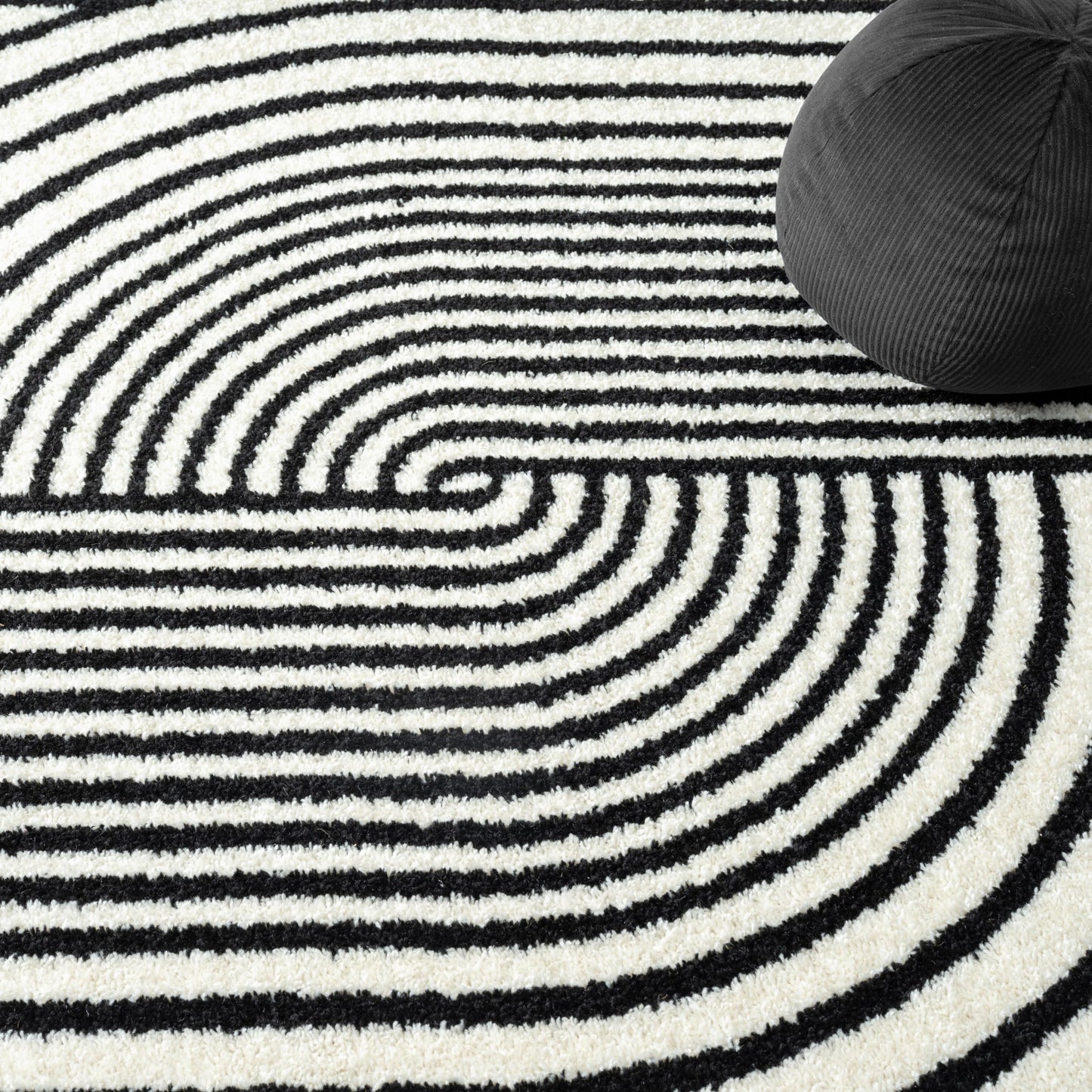Abani Nuevo Collection Area Rug - Mid-Century Black and White Arch Knot Design - 6' x 9' - for Living Room, Bedroom & Office