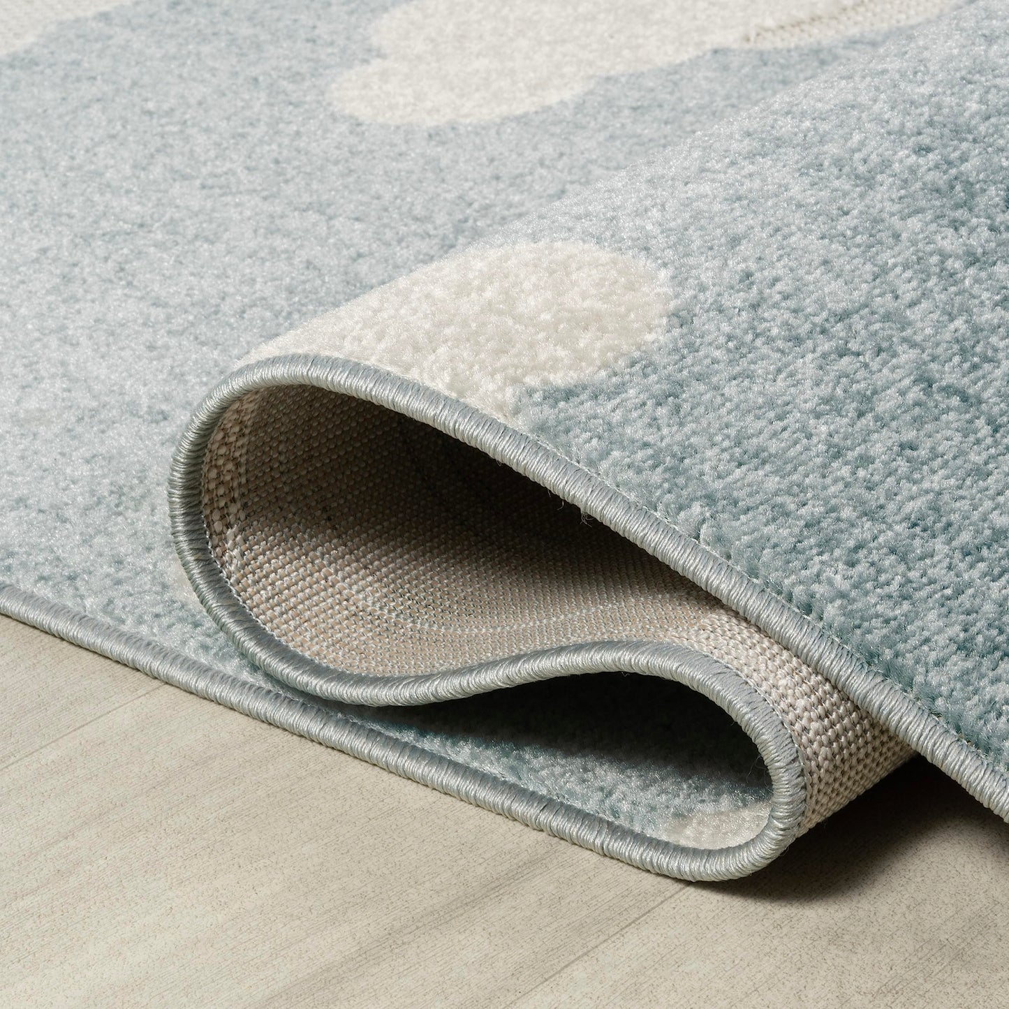 Eyely High-Low Cloud Scandi Area Rug 4 X 6 Blue/Ivory, Indoor Outdoor Rug