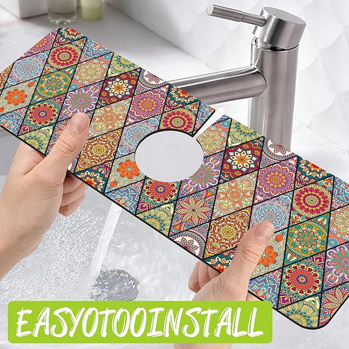Sink Faucet Absorbing Mat Bohemian Textile Rug Texture Sink Splash Guard Drying