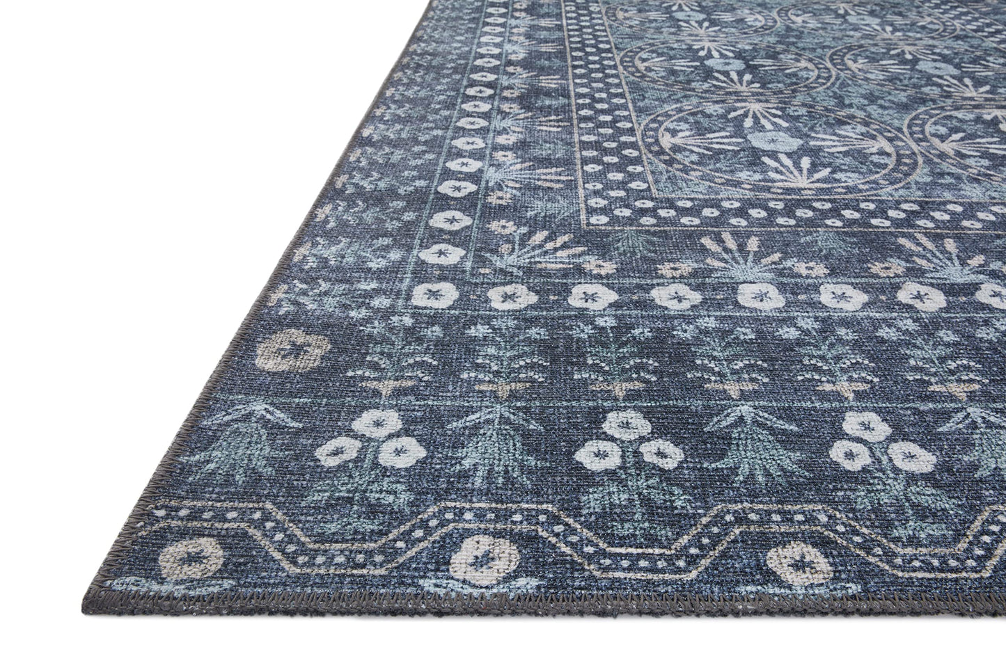 Loloi Rifle Paper Co. Maison Collection MAO-03 Rosette Blue 7'-6" x 9'-6", .19" Pile Height, Area Rug