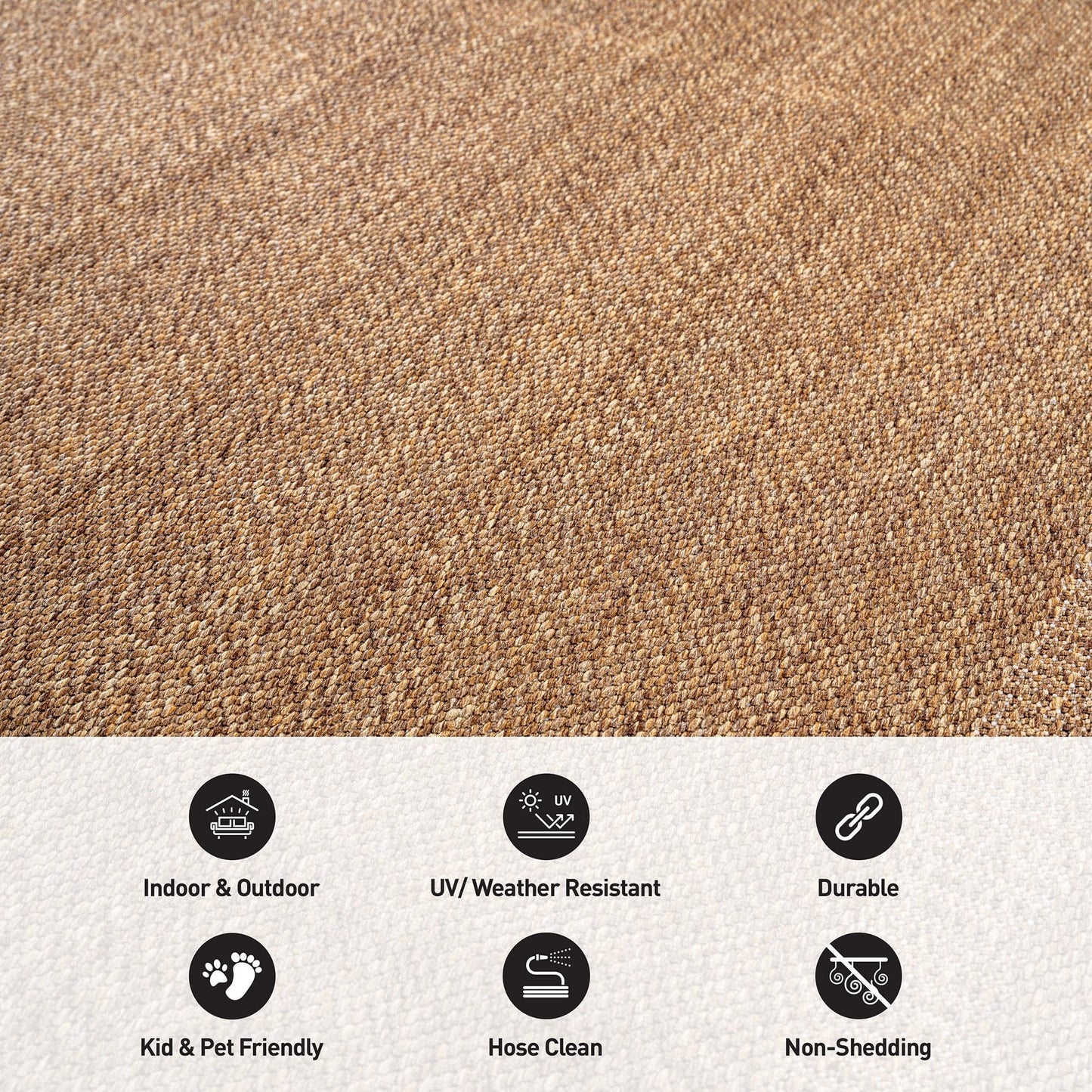 Rugshop Border Stripe Indoor Outdoor Flat Woven Area Rug,Natural Jute-Style,Easy-Care Patio Rug for Backyard Porch Deck Balcony, 5' x 7' Sand/Natural